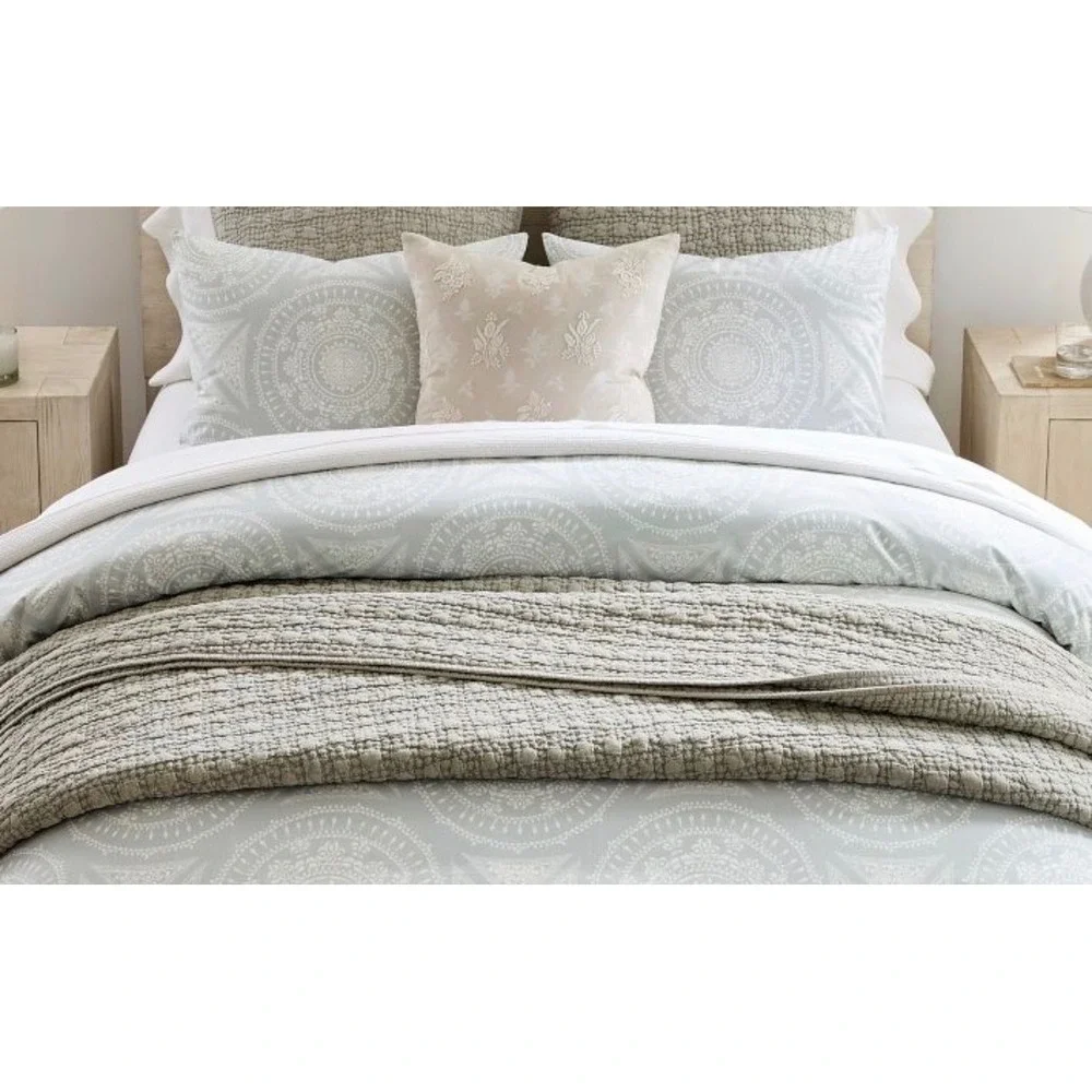 Pottery Barn Dot Medallion Reversible Euro Sham Sea Glass Cotton 26x26